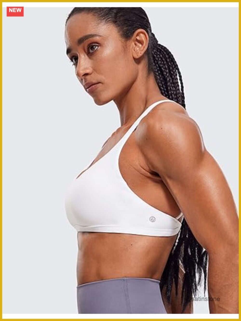 Naked Feeling Criss Cross Sports Bra - Strappy Back Padded Medium Support - Picture 3 of 5